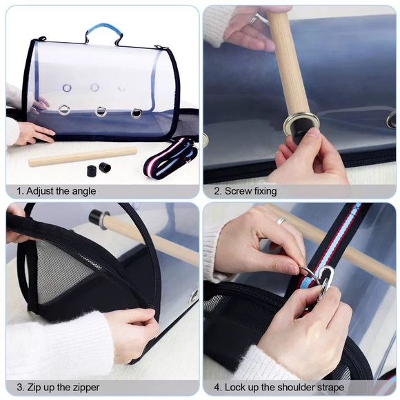 Final Sale Portable Bird Carrier Travel Cage Pet Mesh Folding Breathable Bag M - Picture 12 of 13